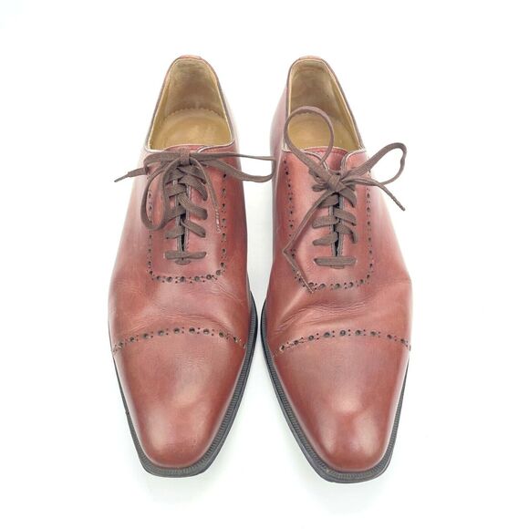 Romano Martegani Boutique Line Burgundy Brown Oxford Lace Leather Mens 8.5 Shoes main image 4
